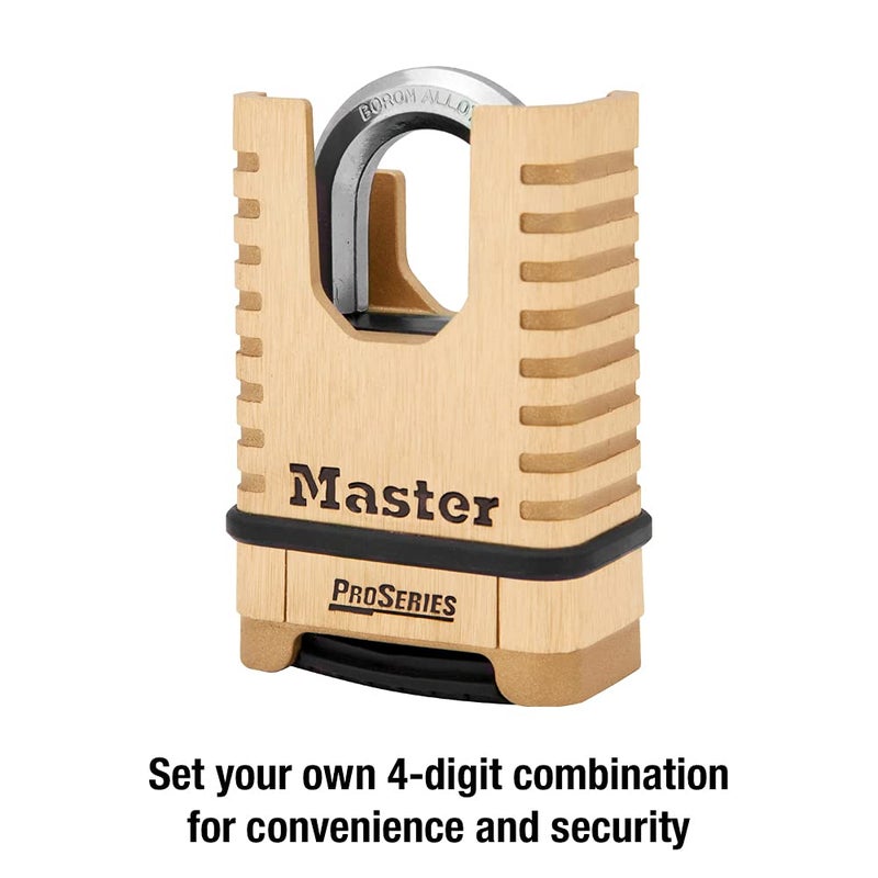 Master Lock ProSeries Brass Padlock, Set Your Own Combination Lock, Commercial Grade Locks with Code for Tools, Fences, Gates, 2-1/4 inches Wide, 1177D - Image 5